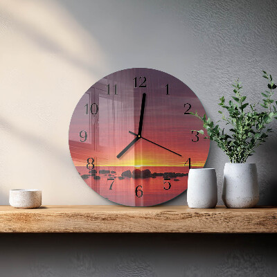 Round wall clock Sunset