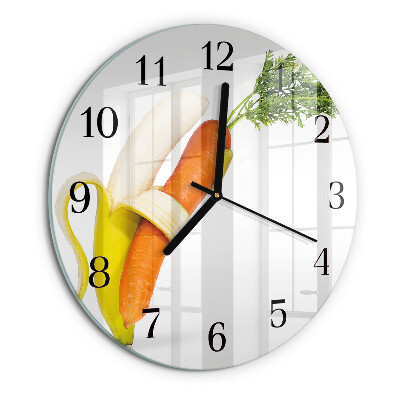Round wall clock Carrots and Bananas
