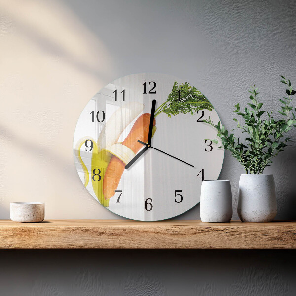 Round wall clock Carrots and Bananas