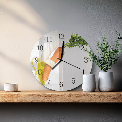 Round wall clock Carrots and Bananas