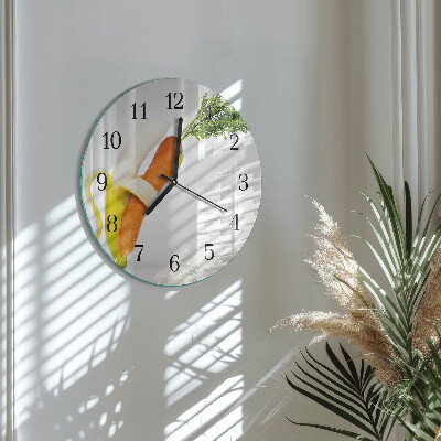 Round wall clock Carrots and Bananas