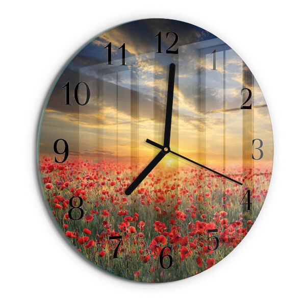 Round wall clock Poppy Field