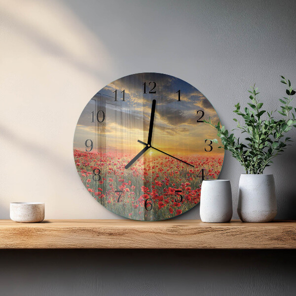 Round wall clock Poppy Field