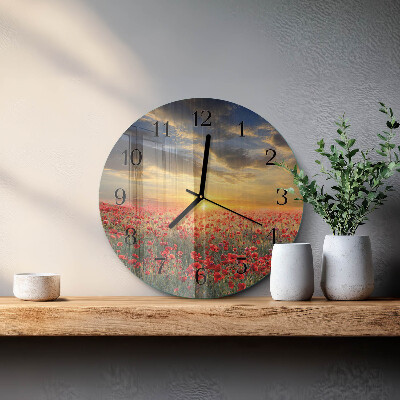 Round wall clock Poppy Field