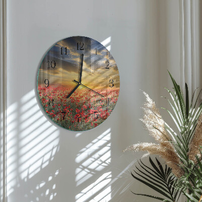 Round wall clock Poppy Field