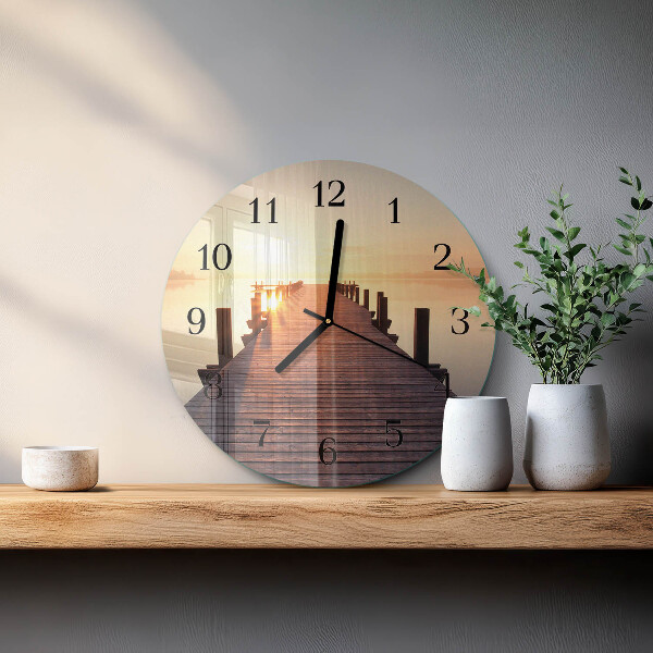 Round wall clock Bridge Over the Lake