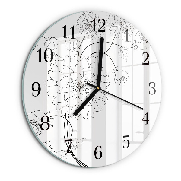 Round wall clock Flowers