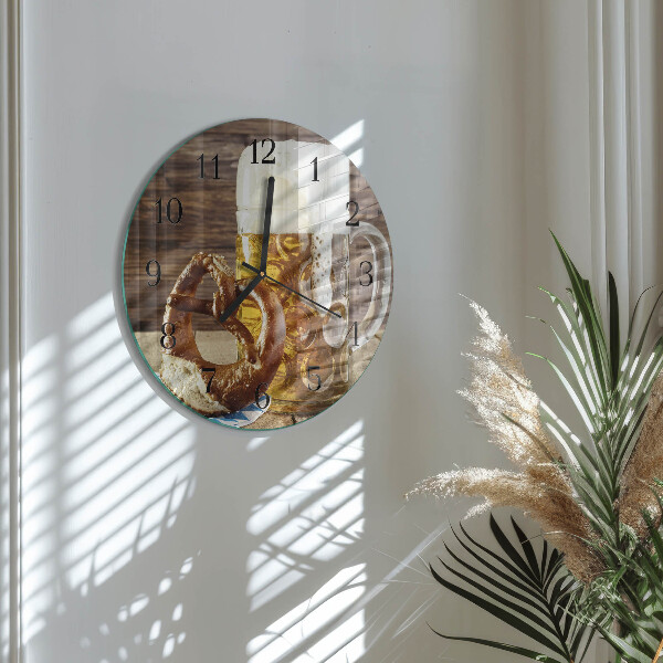 Round wall clock Beer Pretzel
