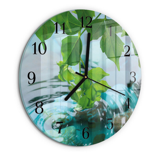Round wall clock Leaves