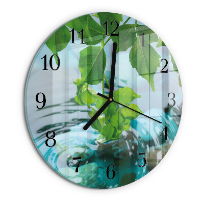 Round wall clock Leaves