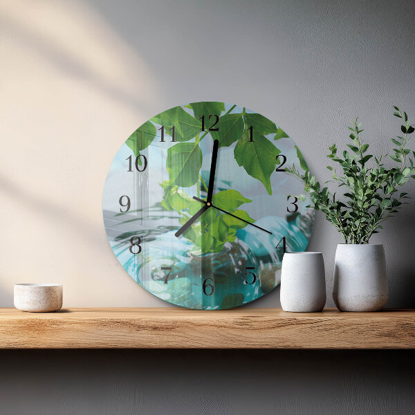 Round wall clock Leaves