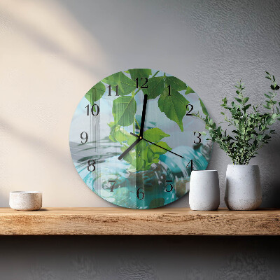 Round wall clock Leaves