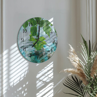Round wall clock Leaves