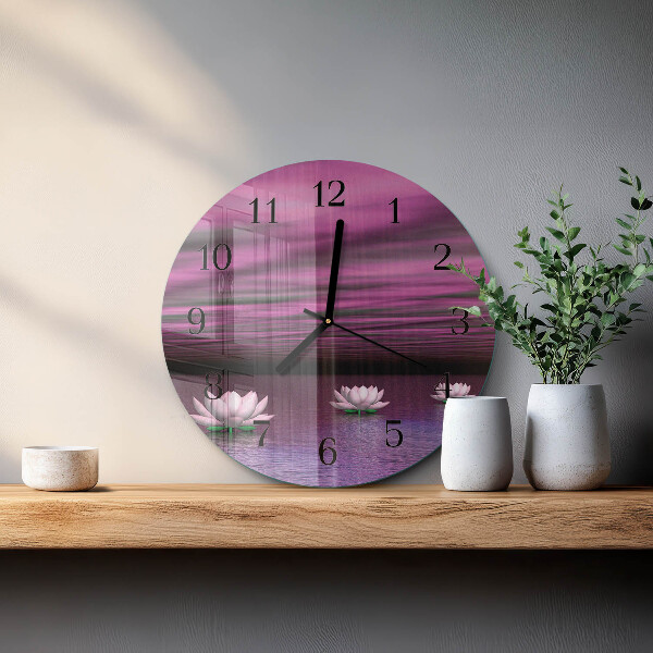 Round wall clock Water Lilies