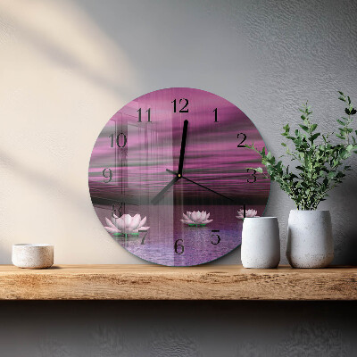 Round wall clock Water Lilies