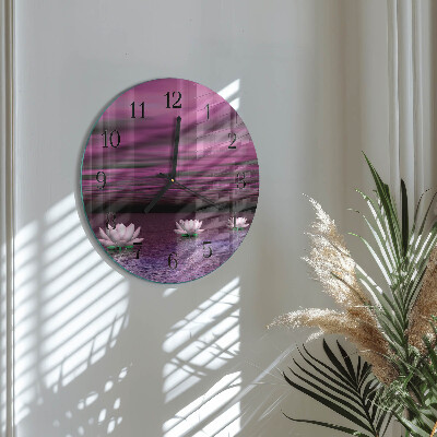 Round wall clock Water Lilies