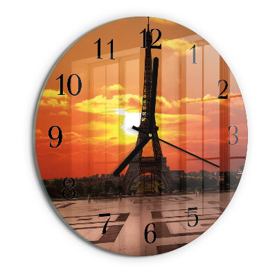 Round wall clock Eiffel Tower