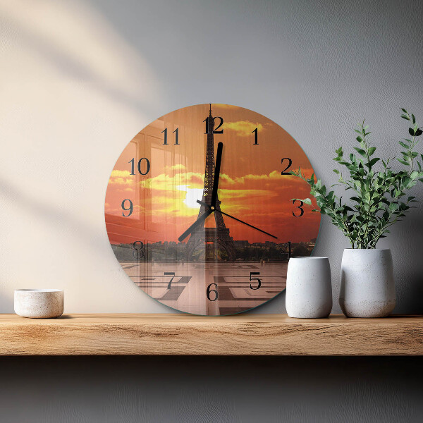 Round wall clock Eiffel Tower