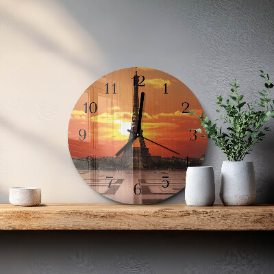 Round wall clock Eiffel Tower