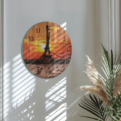 Round wall clock Eiffel Tower