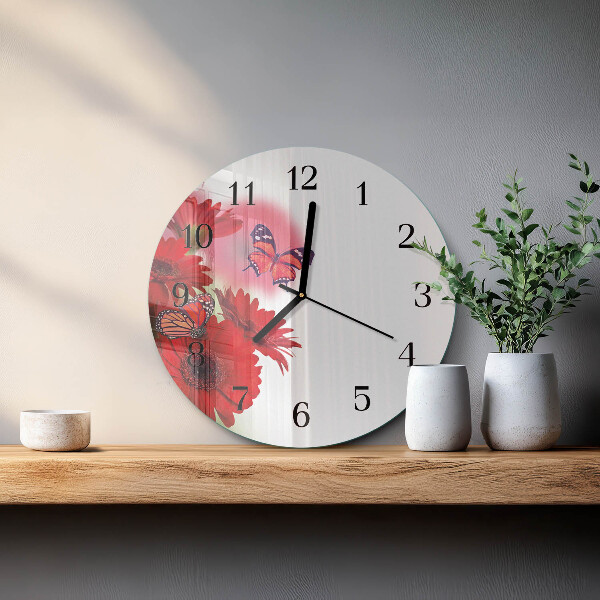 Round wall clock Gerbera