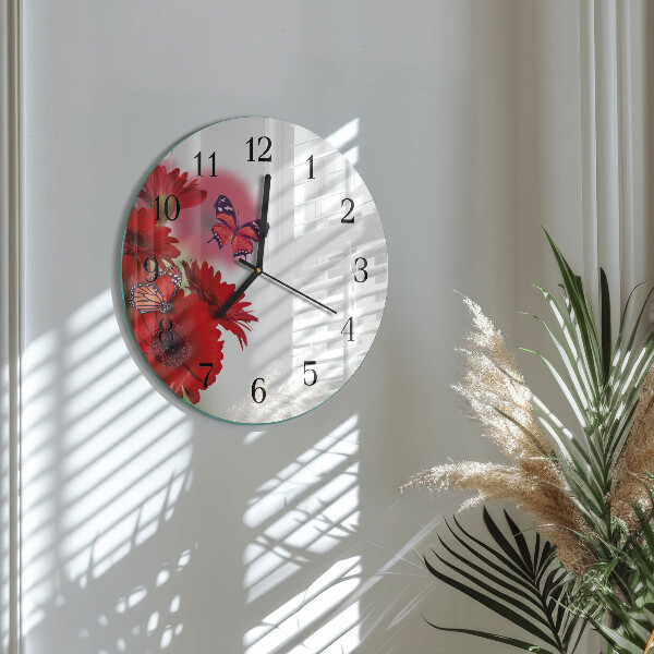 Round wall clock Gerbera