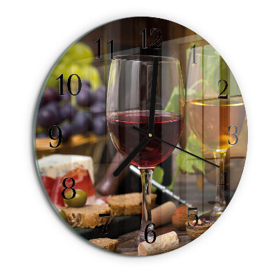Round wall clock Glasses of Wine