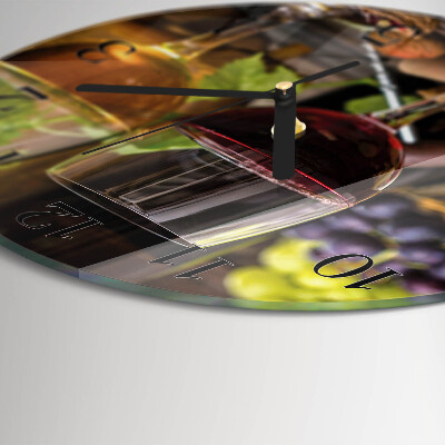 Round wall clock Glasses of Wine