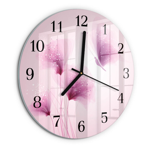Round wall clock Flowers