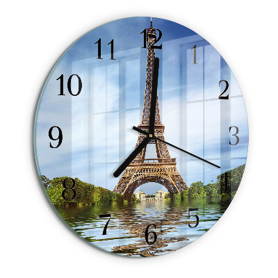Round wall clock Eiffel Tower