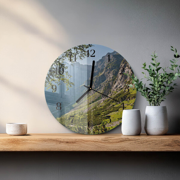 Round wall clock Mountains