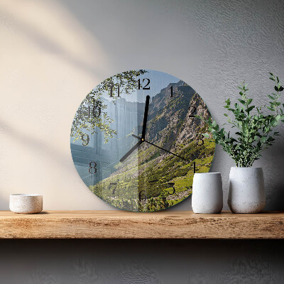 Round wall clock Mountains