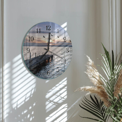 Round wall clock Birds by the Lake