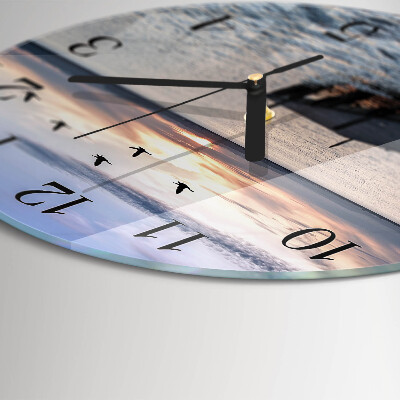 Round wall clock Birds by the Lake