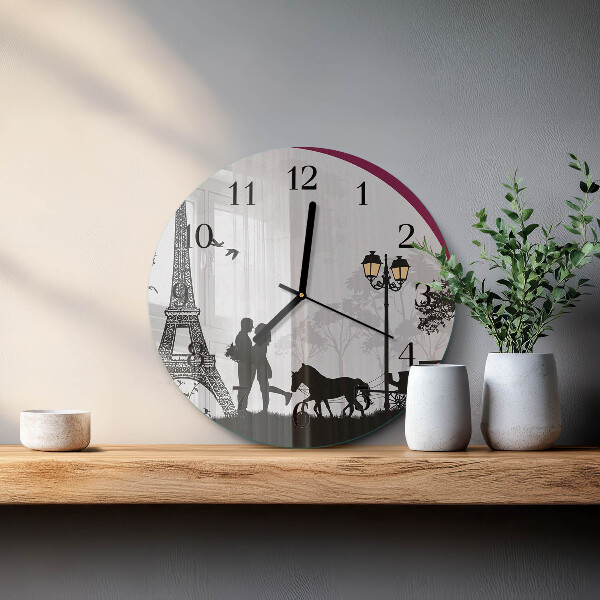 Round wall clock Love of Paris