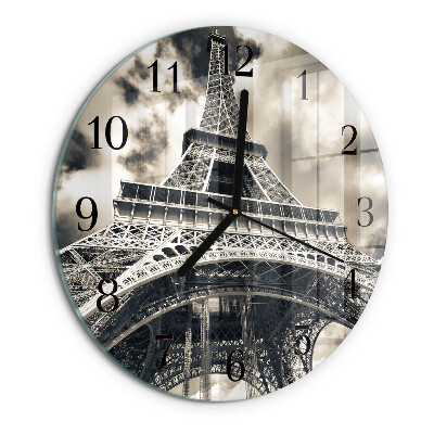 Round wall clock Eiffel Tower
