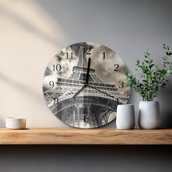 Round wall clock Eiffel Tower