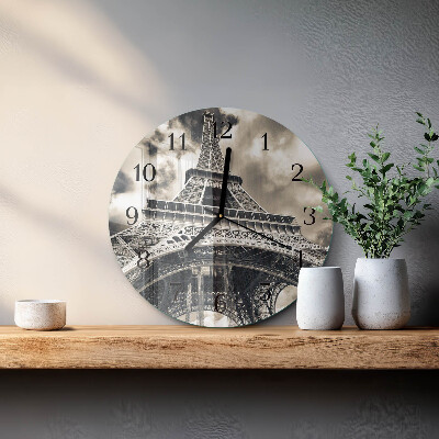 Round wall clock Eiffel Tower