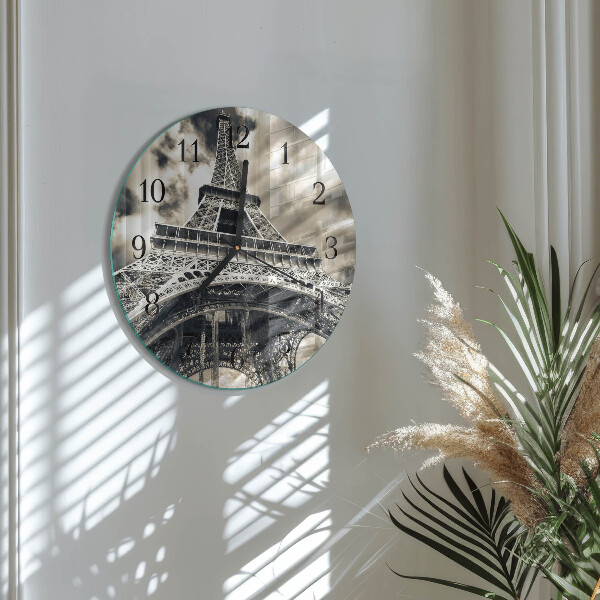 Round wall clock Eiffel Tower