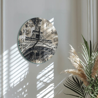 Round wall clock Eiffel Tower
