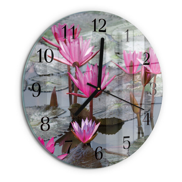 Round wall clock Water Lilies