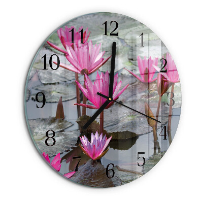 Round wall clock Water Lilies