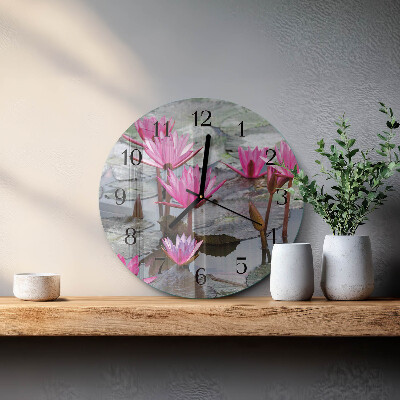 Round wall clock Water Lilies
