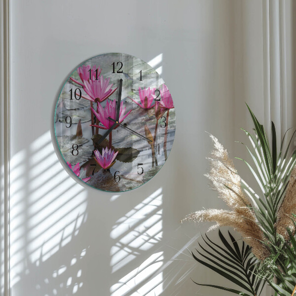 Round wall clock Water Lilies