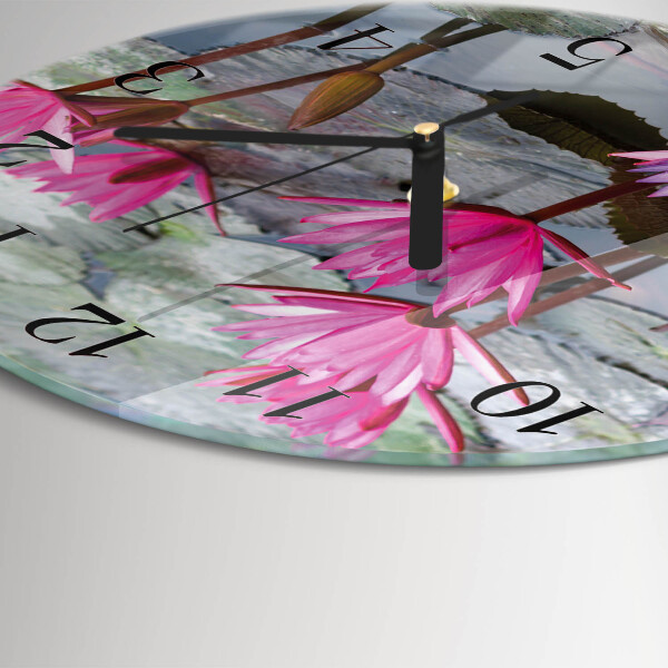 Round wall clock Water Lilies