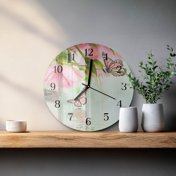 Round wall clock Butterflies
