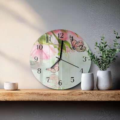 Round wall clock Butterflies
