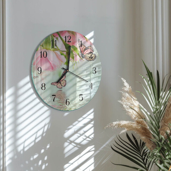 Round wall clock Butterflies