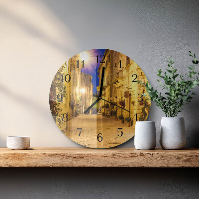Round wall clock Street Night