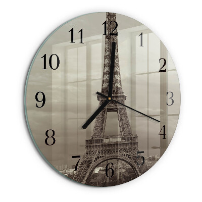 Round wall clock Eiffel Tower